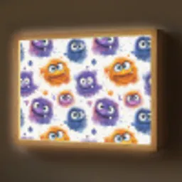 Monstertjes - Aquarel - Kleurrijk Light Box met batterij (Wandlamp) middel 907 -z3d_website