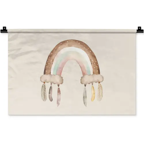 Regenboog - Bohemian - Boho - Pastel kleuren Wandkleed katoen klein -zz3d