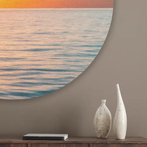 Zee - Zeilboot - Zonsondergang Akoestische PET Vilt - Rond klein -sfeer5_closeup