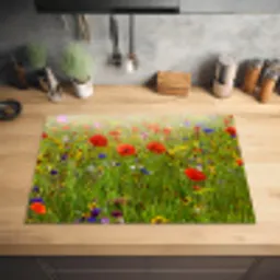 Lente - Bloemen - Rood - Klaproos - Gras - Groen Inductie beschermer vinyl 3mm klein -sfeer5