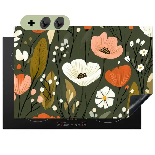 Bloemen - Illustratie - Groen Inductie beschemer met haakjes klein -3d