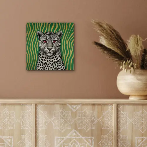 Panter - Zebrapatroon - Groen aluminium wit klein -sfeer4