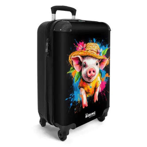 Grappige varken met hoed illustratie NBS - Handbagage koffer - Kinderen Unisex middel -productfoto_3d