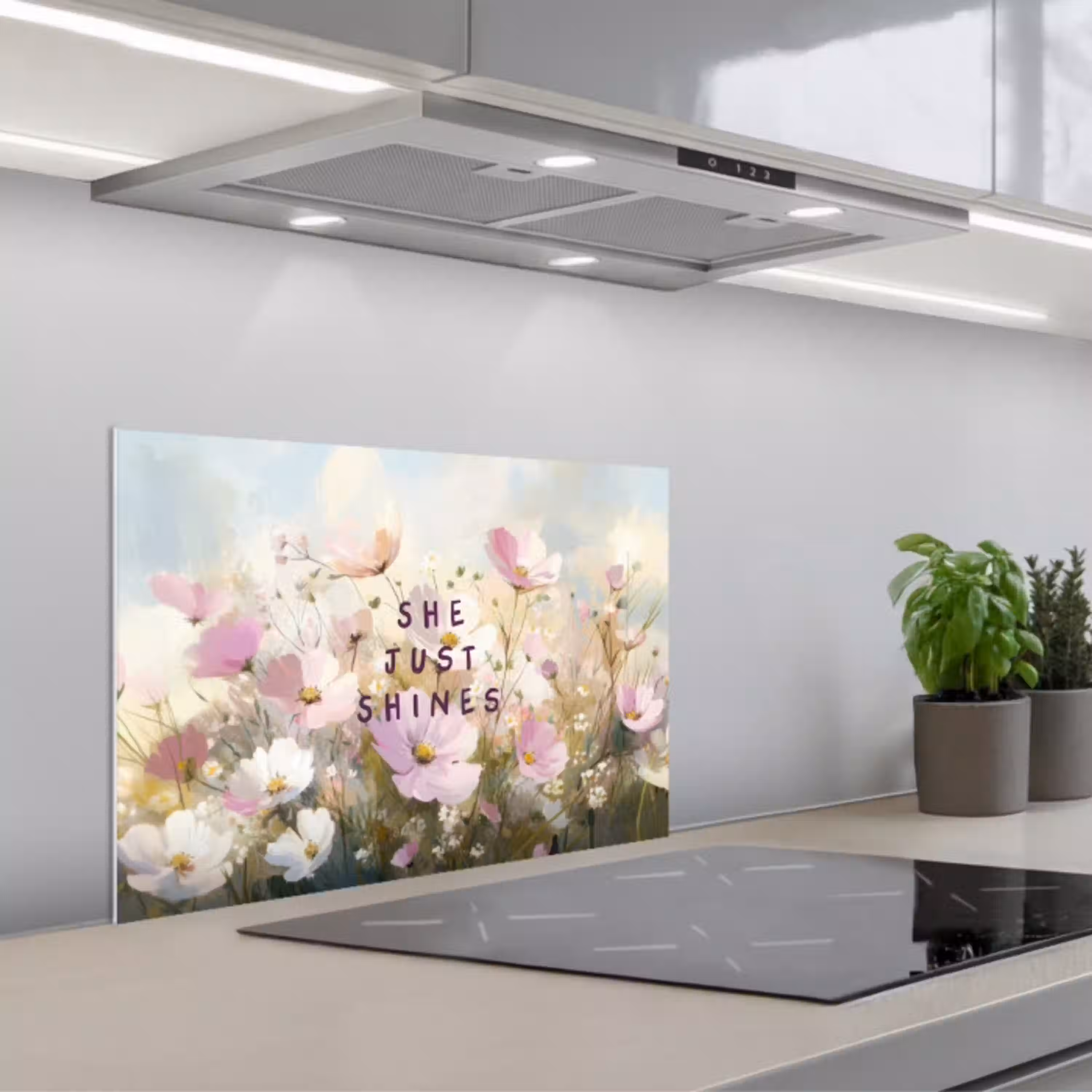 Quote - Bloemen - Schilderachtig keuken achterwand spatscherm klein -3d_schuin