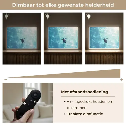 Schildpad - Zee - Blauw - Schittering Light Box met batterij (Wandlamp) middel -USP_dimbaarNL