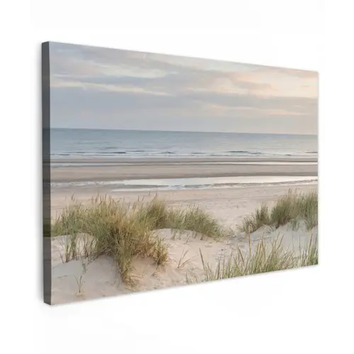 Zandstrand - Bewolkt - Duinen Tuinposter op houten frame 2 cm dik klein -3d