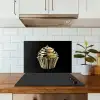 Cupcake - Eten - Goud - Zwart keuken achterwand spatscherm klein -sfeer2