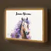 Paard - Dieren - Meiden - Paars - Bruin Light Box met batterij (Wandlamp kind) middel -z3d_website