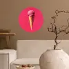 Schepijs - Roze - Hoorntje Wandcirkel behangsticker klein -sfeer1