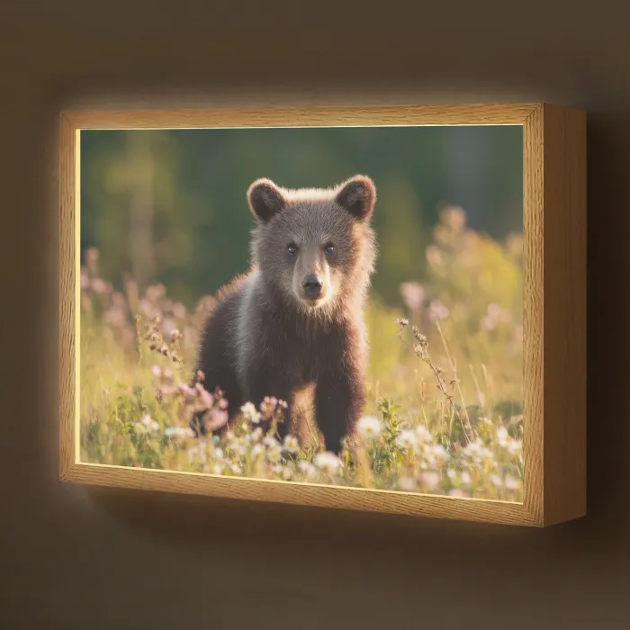 Beer - Bloemenveld - Gras Light Box met batterij (Wandlamp kind) middel -z3d_website