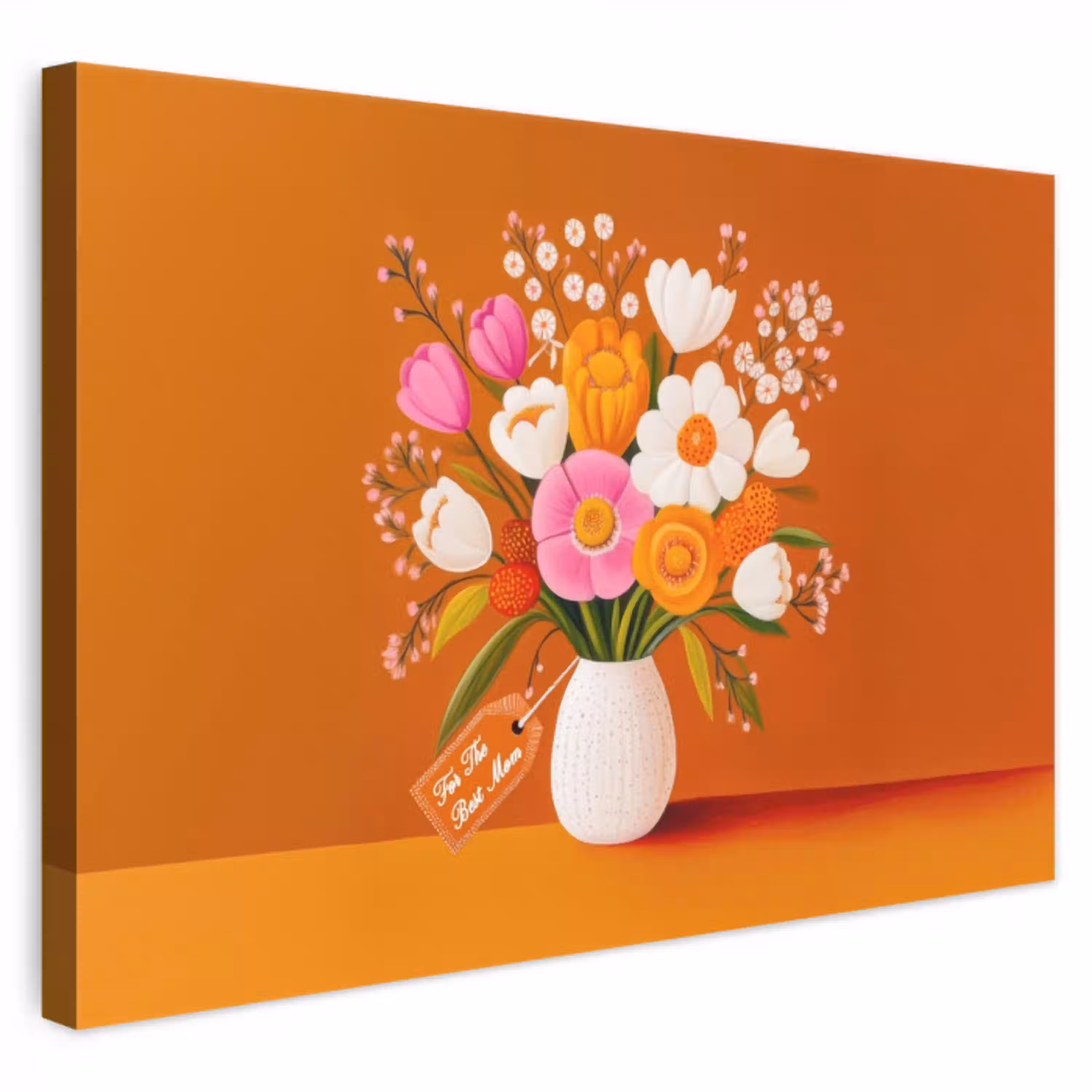 Vaas - Bloemen - Oranje canvas 2cm klein -3d