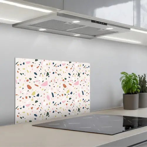 Terrazzo - Patroon - Kleurrijk keuken achterwand spatscherm klein 900 -3d_schuin