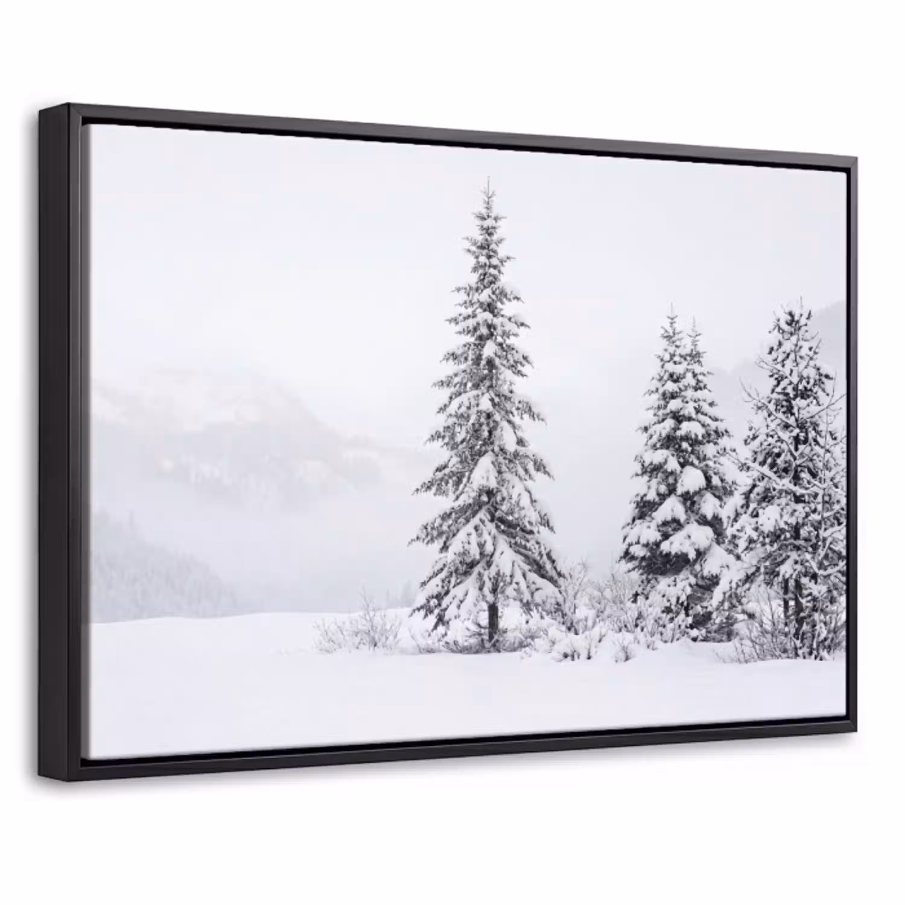 Fijnsparren - Sneeuw - Winter - Landschap - Stilte Canvas met baklijst klein -threedimensional_3d_global
