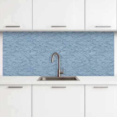 Golven - Ritmisch - Blauw keuken achterwand 2 middel 871 -3d