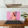 Vrouw - Bloemen - Paars - Abstract keuken achterwand spatscherm klein -sfeer2