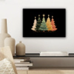 Kerstbomen - Kleurrijk - Lichtjes - Ster canvas 2cm klein -sfeer6