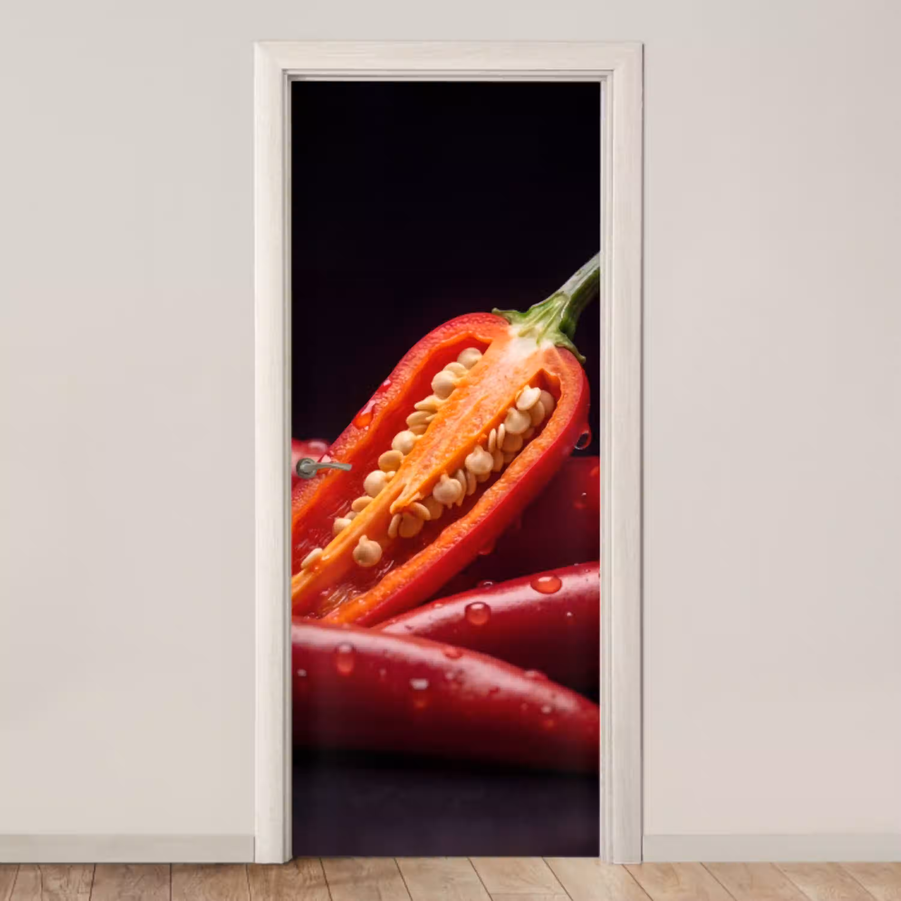 Chilipeper - Rood - Eten deurposter klein -3d_beige