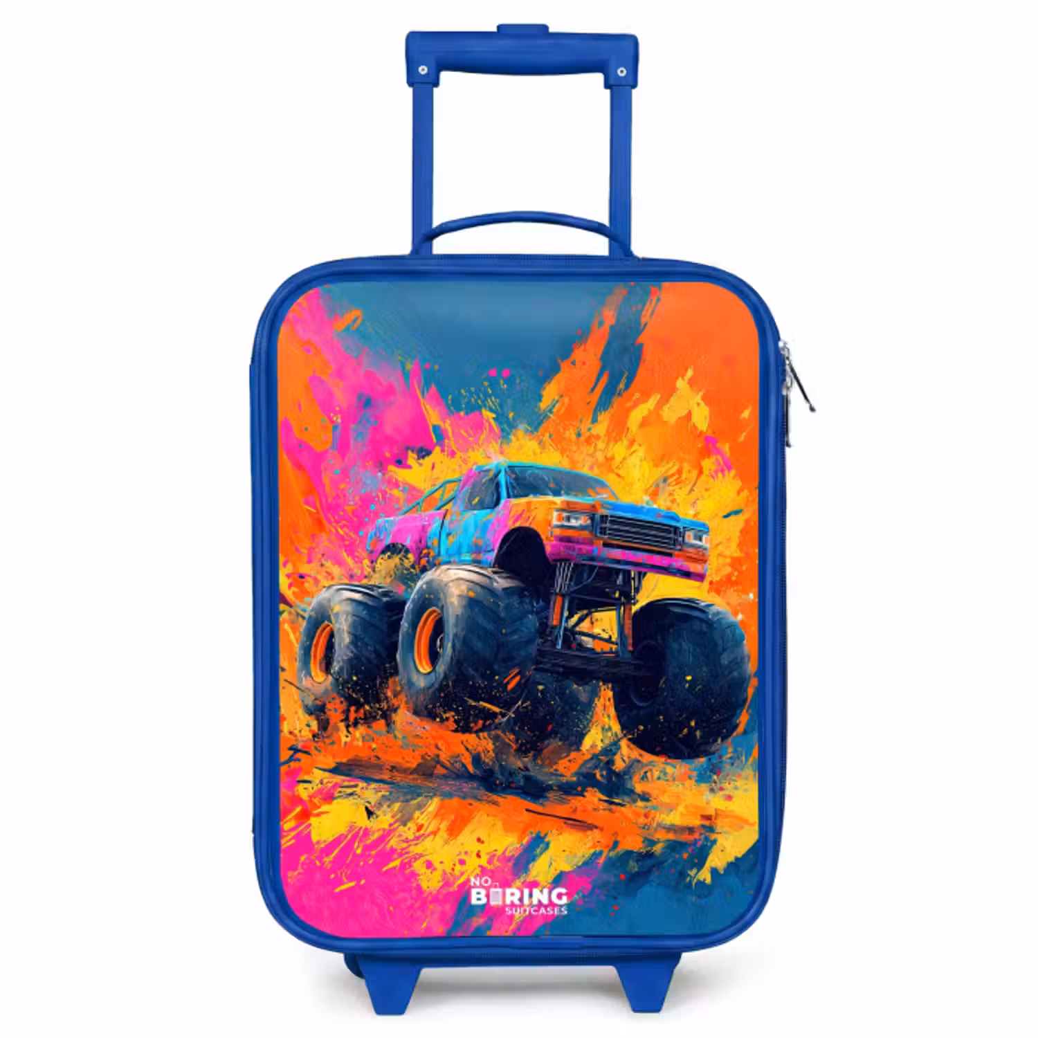 Kinderkoffer - Blauw - Monstertruck - Verfspatten - Kleurrijk - Explosie