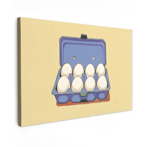 Eieren - Doos - Minimalistisch - Blauw canvas 2cm klein -z3d