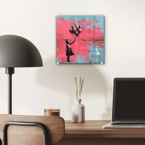 Graffiti - Meisje - Ballon - Banksy - Street art plexiglas 5mm klein -sfeer6