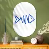 Vis - Minimalistisch - Blauw - Lijn Wandcirkel Ovaal Glas middel -sfeer2