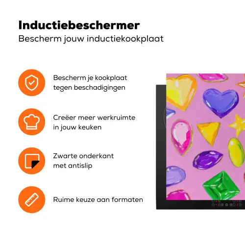 Edelstenen - Vormen - Hartje - Kleurrijk Inductie beschermer vinyl 3mm klein -zzzzzzz-td-ups