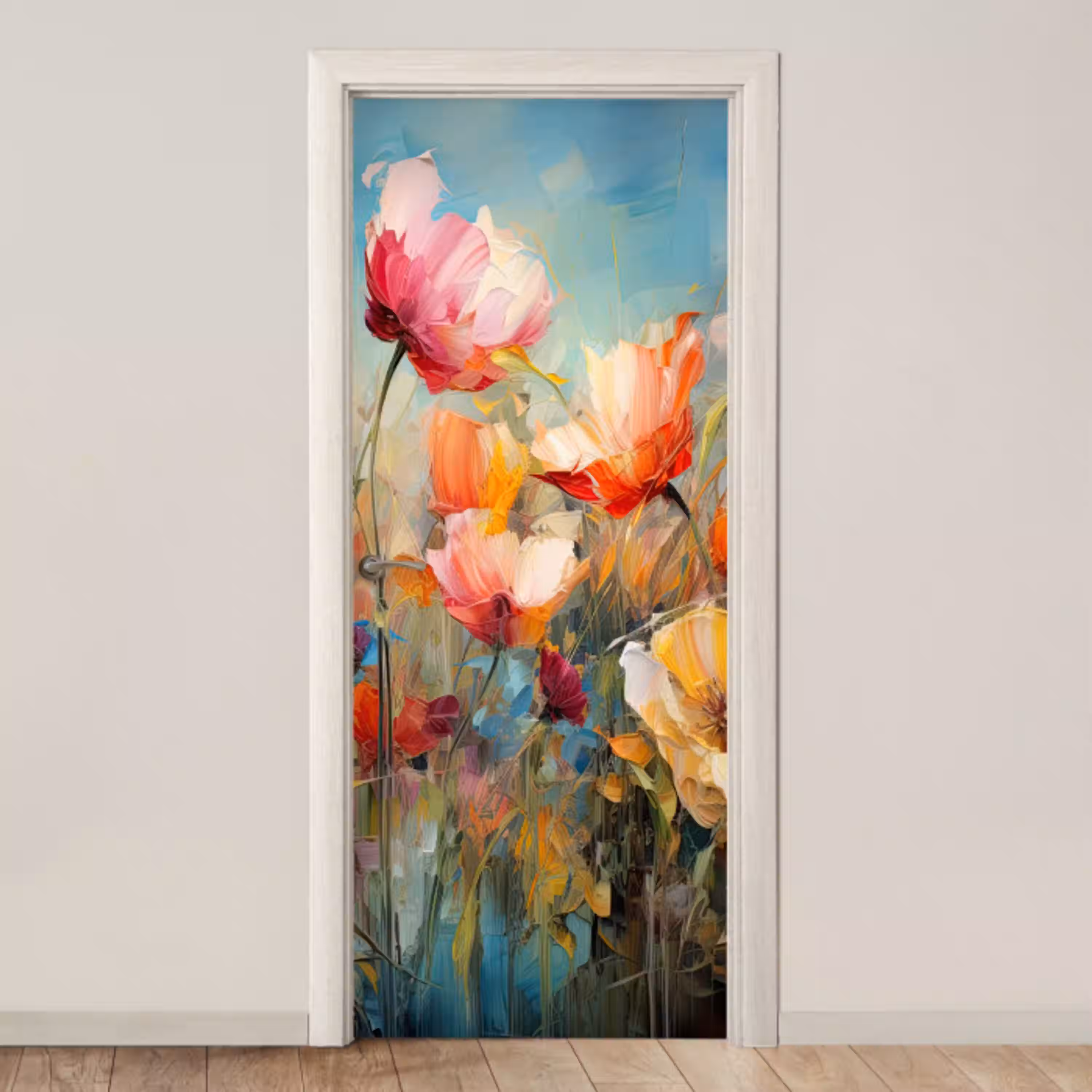 Bloemen - Watercolor - Kunst - Botanisch - Natuur deurposter klein -3d_beige