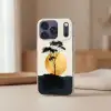 Zwarte boom - Gouden cirkel - Heuvel Telefoonhoesje iPhone 17 Pro klein -sfeer2