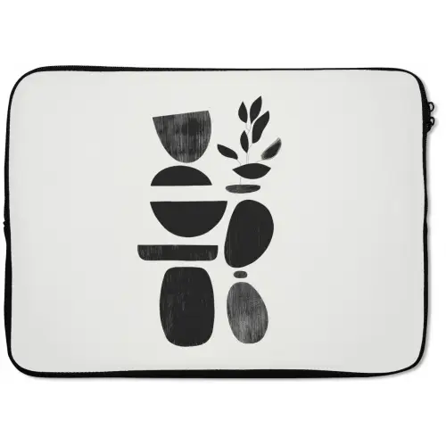 Japandi - Zwart - Abstract laptophoes neopreen klein -zkaufland3dotto