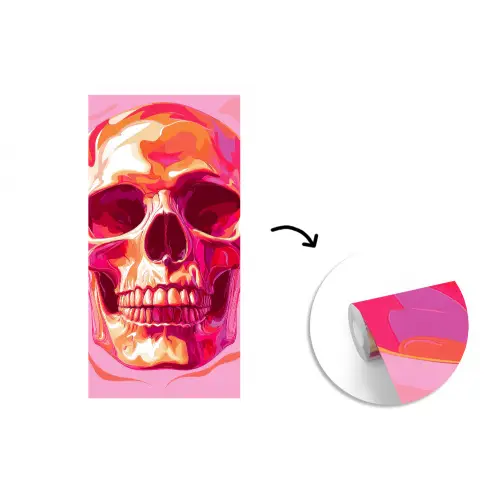 Felroze - Tanden - Schedel fotobehang vinyl groot -3d