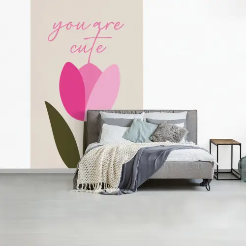 Tulp - Roze - Valentijn - Bloem fotobehang vinyl groot -slaapkamer