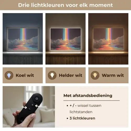 Regenboog - Verticaal - Sterrenhemel - Wolken Light Box met batterij (Wandlamp) middel -USP_lichtkleurNL
