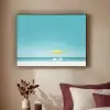 Strand - Blauwe lucht - Geel - Parasol Textielframe - compleet frame klein -sfeer1