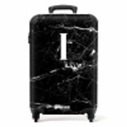 Marmer - Letter I - Marmer look - Zwart NBS - Handbagage koffer - Unisex middel -productfoto_recht