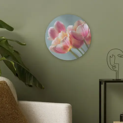 Tulpen - Roze - Stelen Akoestische PET Vilt - Rond klein -sfeer2