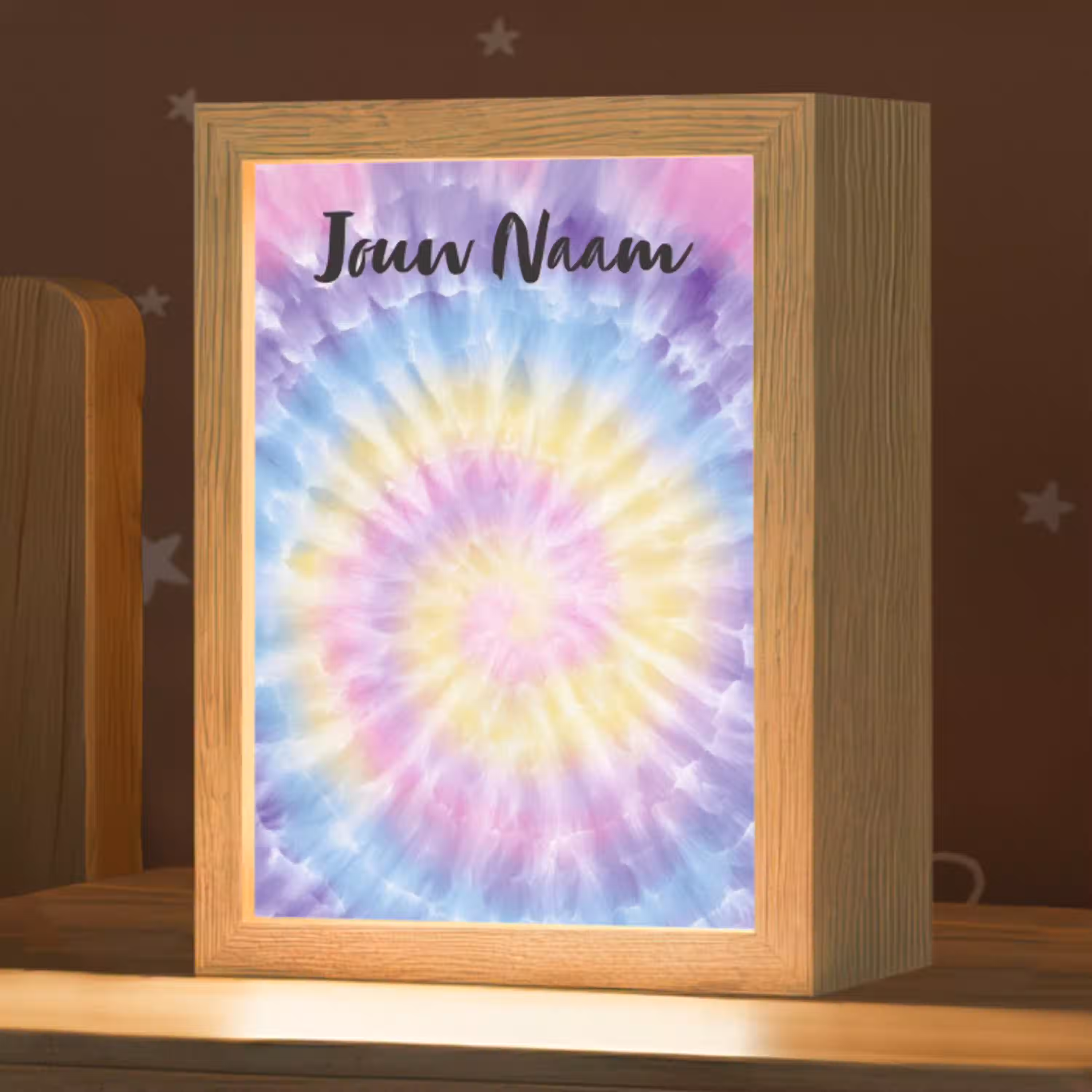 Tie Dye - Klassiek - Pasteltinten Light Box met kabel (Kinderlampje) klein -zzz_3d_website