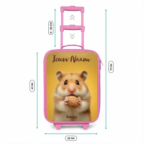 Hamster - Walnoot - Dier Kinderkoffer - Roze klein -productfoto_formaten