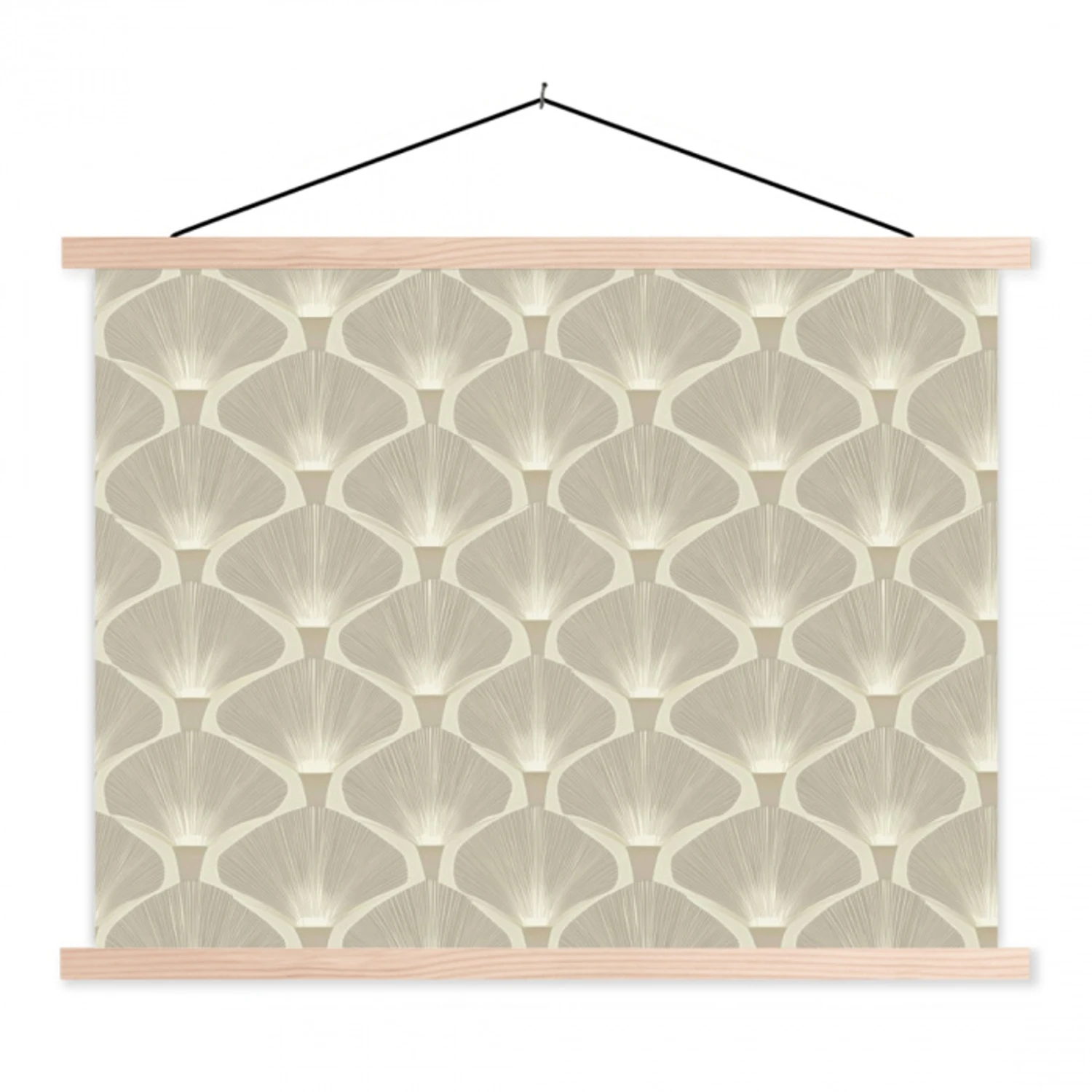 Paneel - Ginkgo - Zand textielposter latten blank klein 122 -3d