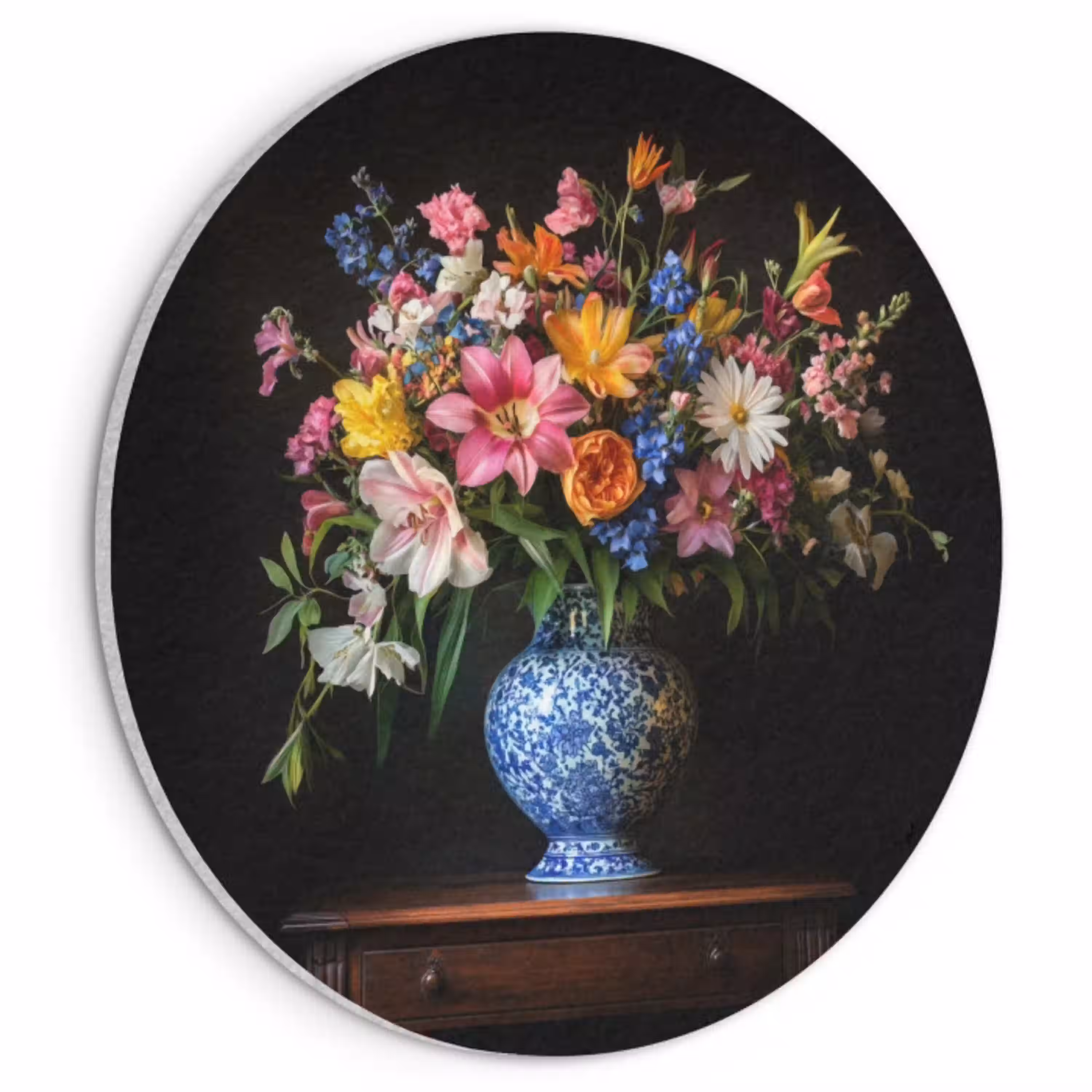 Kleur - Vaas - Bloemen - Boeket Akoestische PET Vilt - Rond klein -3d