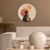 Katten - Zwart - Abstract - Cirkels Akoestische PET Vilt - Rond klein -sfeer1