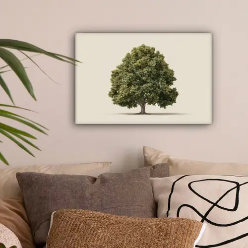 Eikenboom - Groen - Lichte achtergrond canvas 2cm klein -sfeer1
