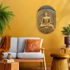 Goud - Boeddha beeld - Spiritueel - Meditatie Wandcirkel Ovaal Forex klein -sfeer4