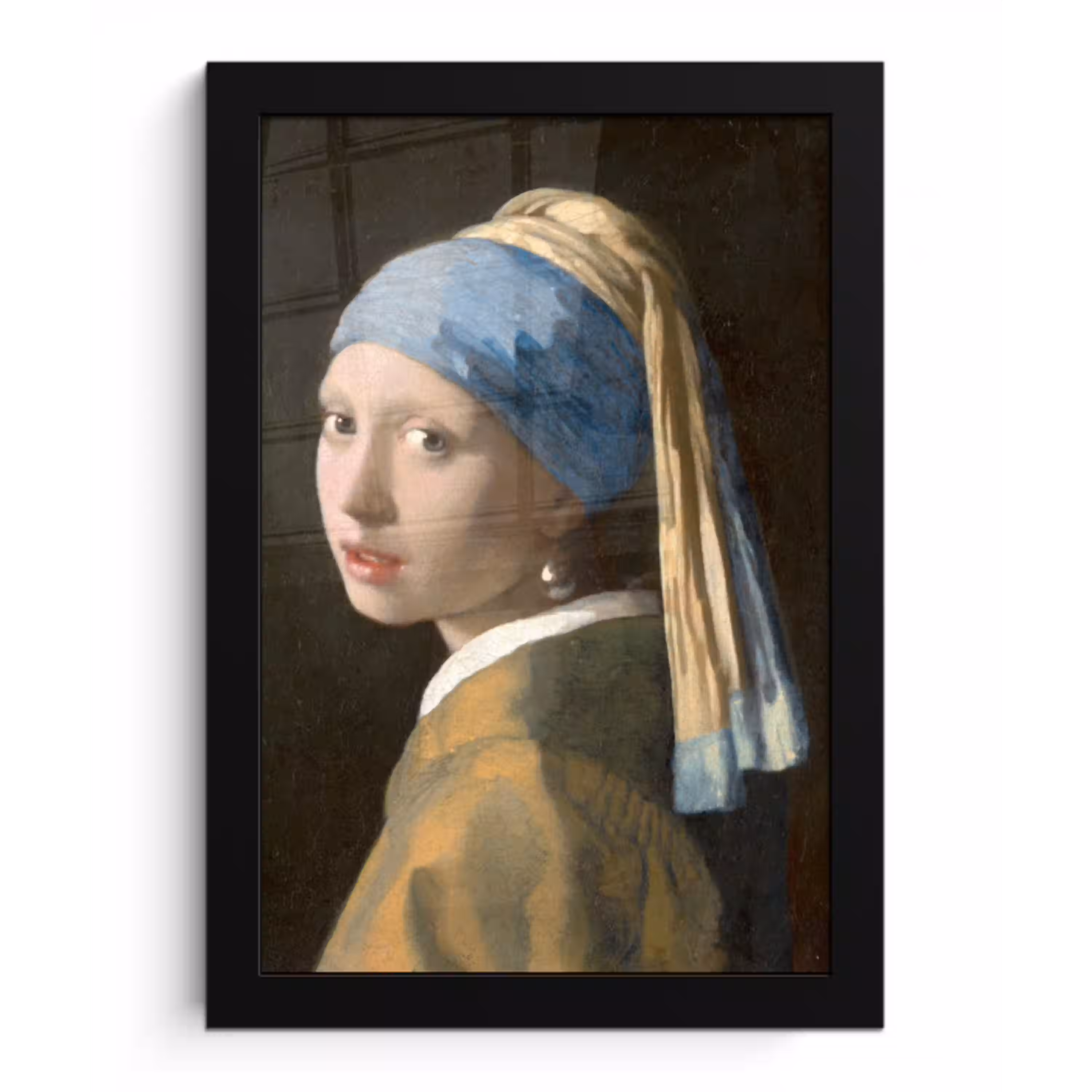 Meisje met de Parel - Schilderij van Johannes Vermeer fotolijst zwart zonder passe partout klein -3d