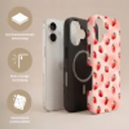 Aardbei - Patroon - Roze Toughcase MagSafe Apple iPhone 17 klein 1017 -USP_Lagen_NL
