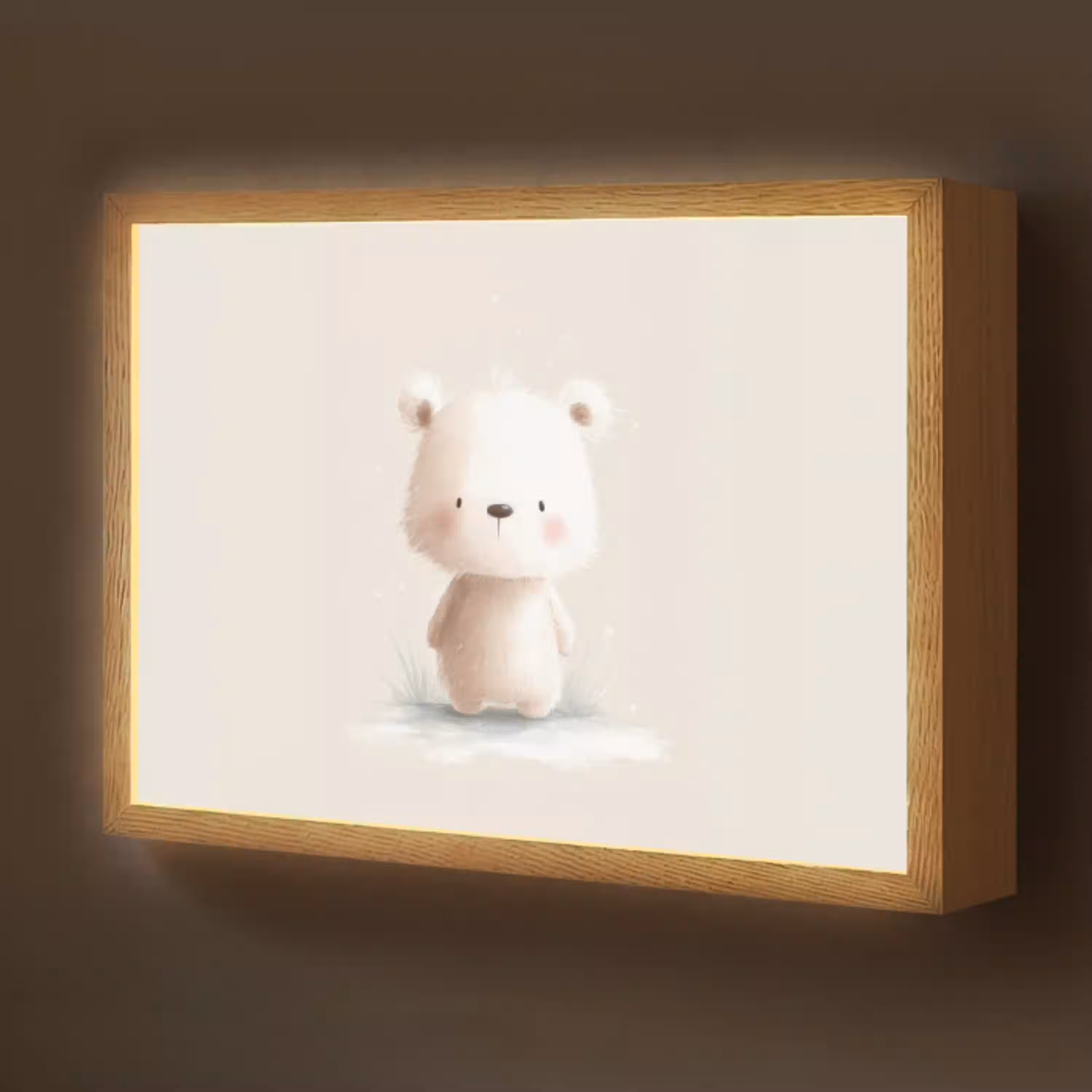 Beertje - Sneeuwvlokje - Wit - Pluizig Light Box met batterij (Wandlamp kind) middel -z3d_website