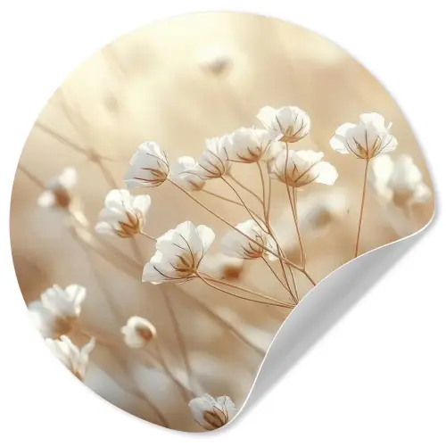 Wilde - Bloemen - Wit Wandcirkel behangsticker klein -3d