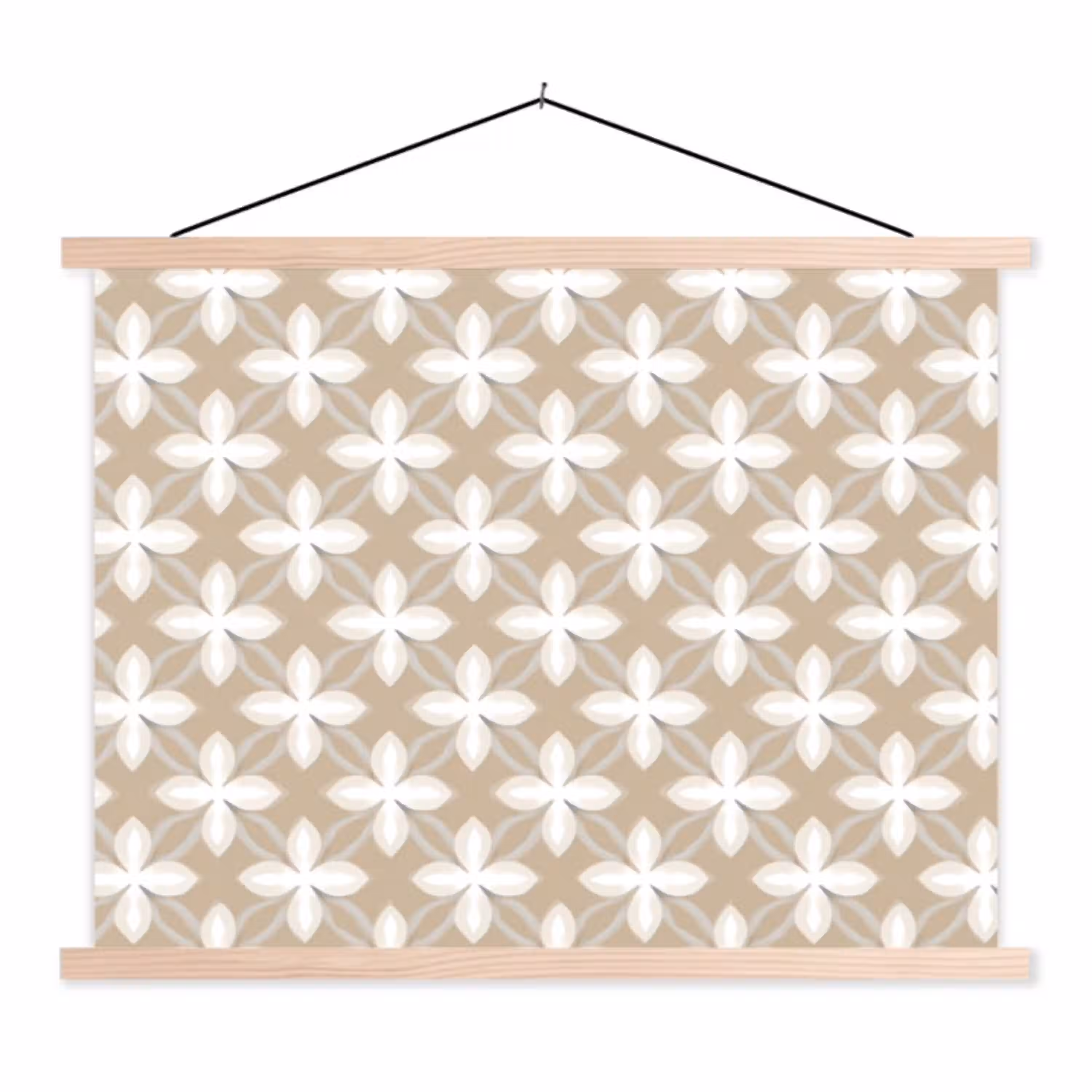 Patroon - Symmetrisch - Beige textielposter latten blank klein 122 -3d