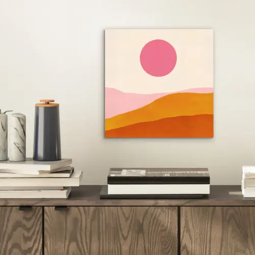 Zon - Heuvels - Abstract - Roze aluminium wit klein -sfeer1