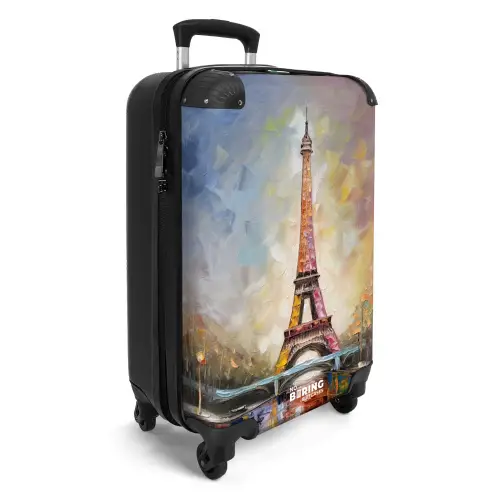Eiffeltoren - Schilderij - Olieverf - Parijs NBS - Handbagage koffer - Kinderen Unisex middel -productfoto_3d