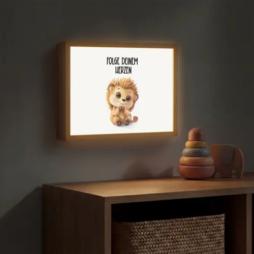 Egel - Wit - Dieren - Quote - Hart Light Box met batterij (Wandlamp kind) middel -sfeer5_kind